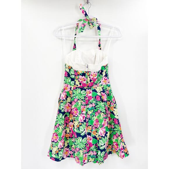 Lilly Pulitzer Toni Getaway Garden Floral Print Lace Up Halter Mini Dress 4 NWT - Picture 4 of 6